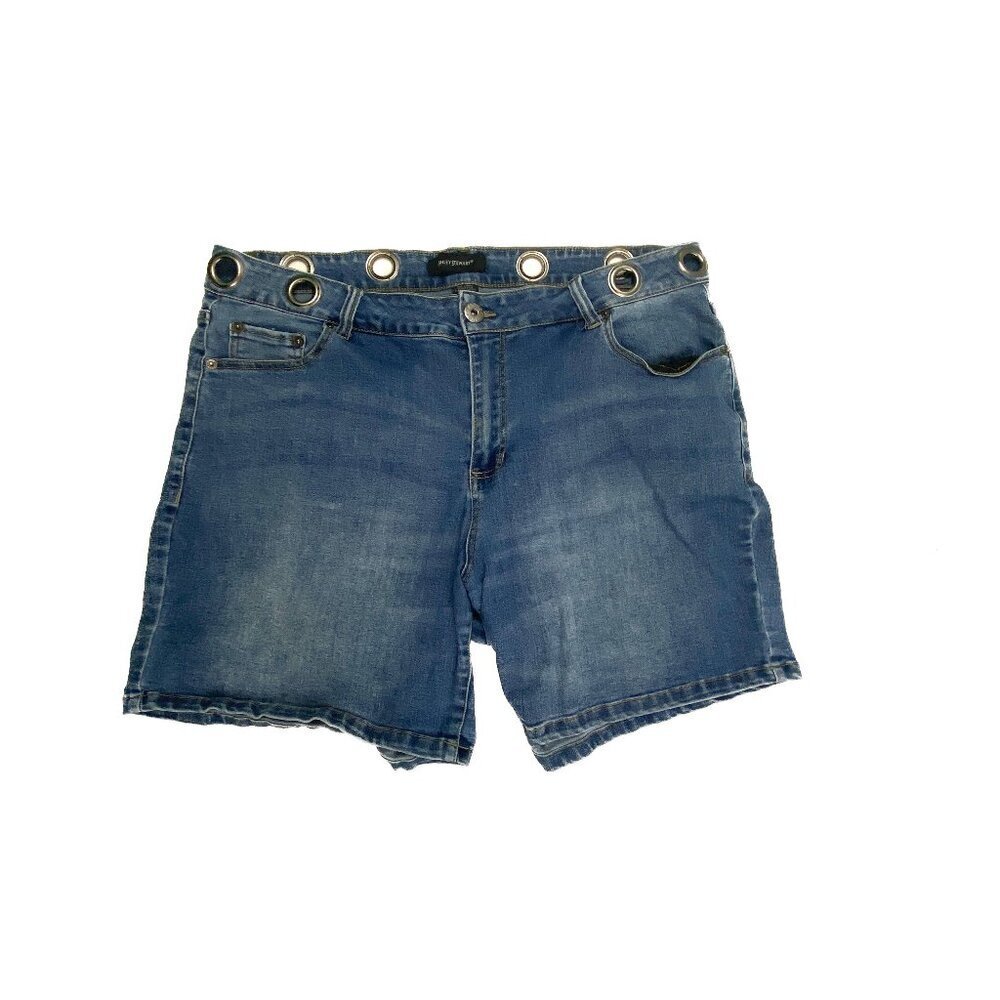 Ashley Stewart Loop Waist Detail Women's size 18 Medium Blue Denim jean Shorts